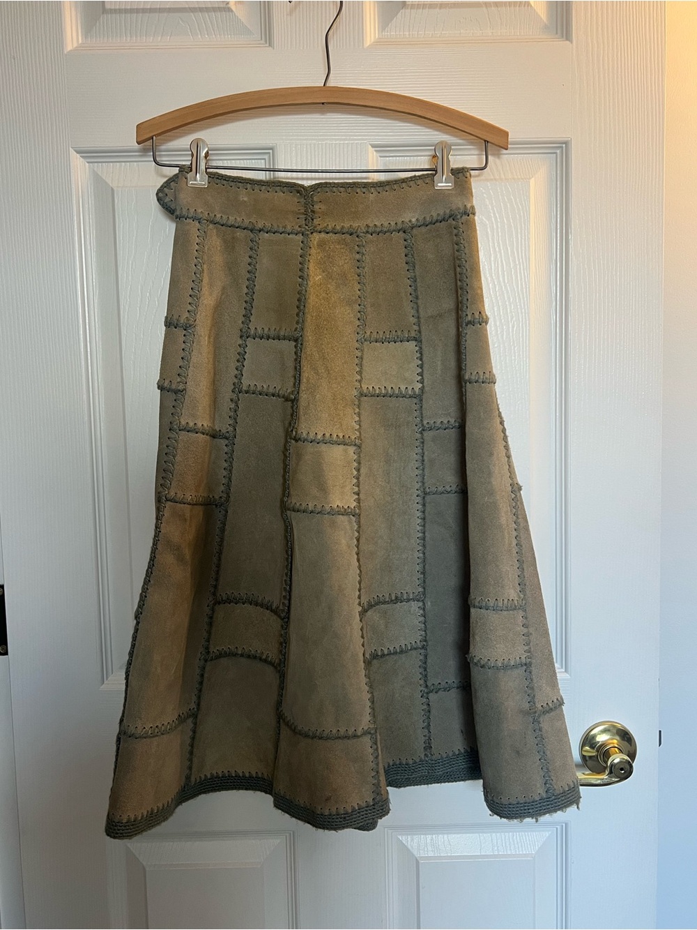 Vintage Leather Patchwork Skirt